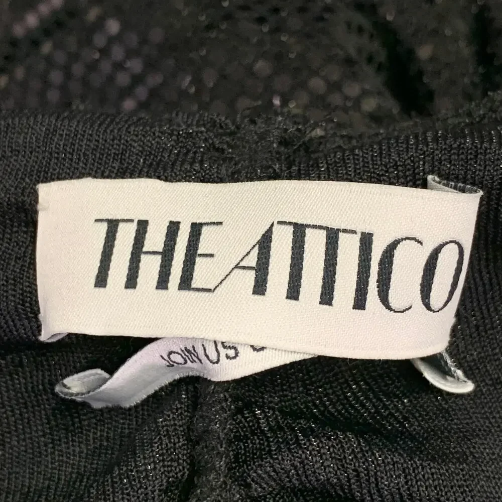 THE ATTICO Size 4 Black Nylon Blend Sequined One Shoulder Dress Top